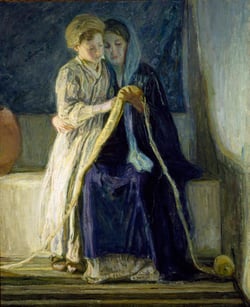 Henry Ossawa Tanner (American, 1859–1937), Christ and His Mother Studying the Scriptures, ca. 1909. Oil on canvas, 48.8 × 40 in. Dallas Museum of Art, Dallas, Texas.