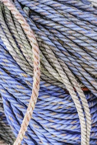 Detail of strong rope to be used on a lobster boat in Maine