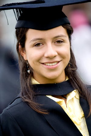 portrait of a female graduating at university